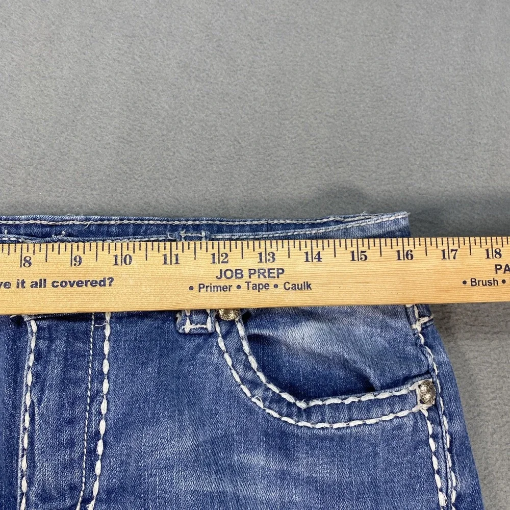 Suko Womens Jeans 10 Whiskered Blue Embroidered Straight Leg Style 02315388TJ